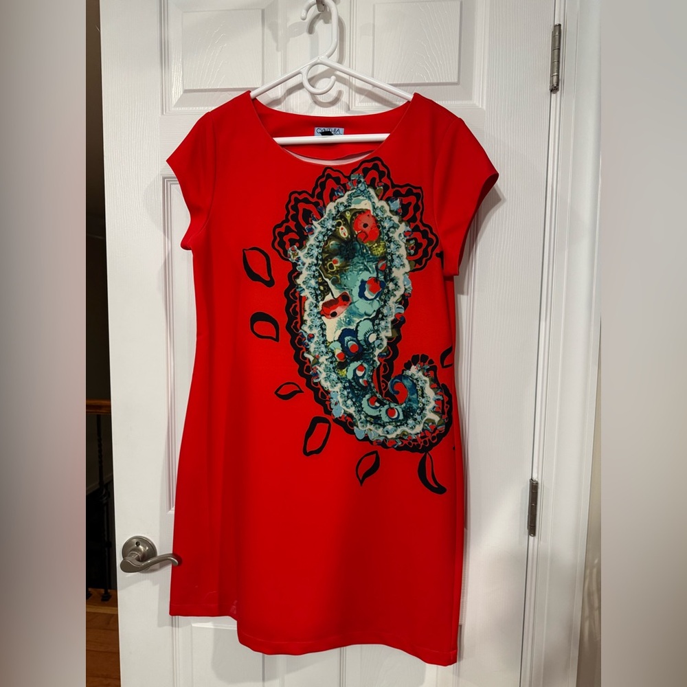 Red sheath Cynthia Rowley dress